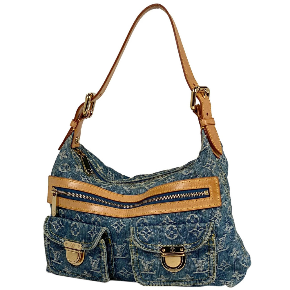 Louis Vuitton Baggy Shoulder Bag Hobo Handbag Monogram Denim Blue